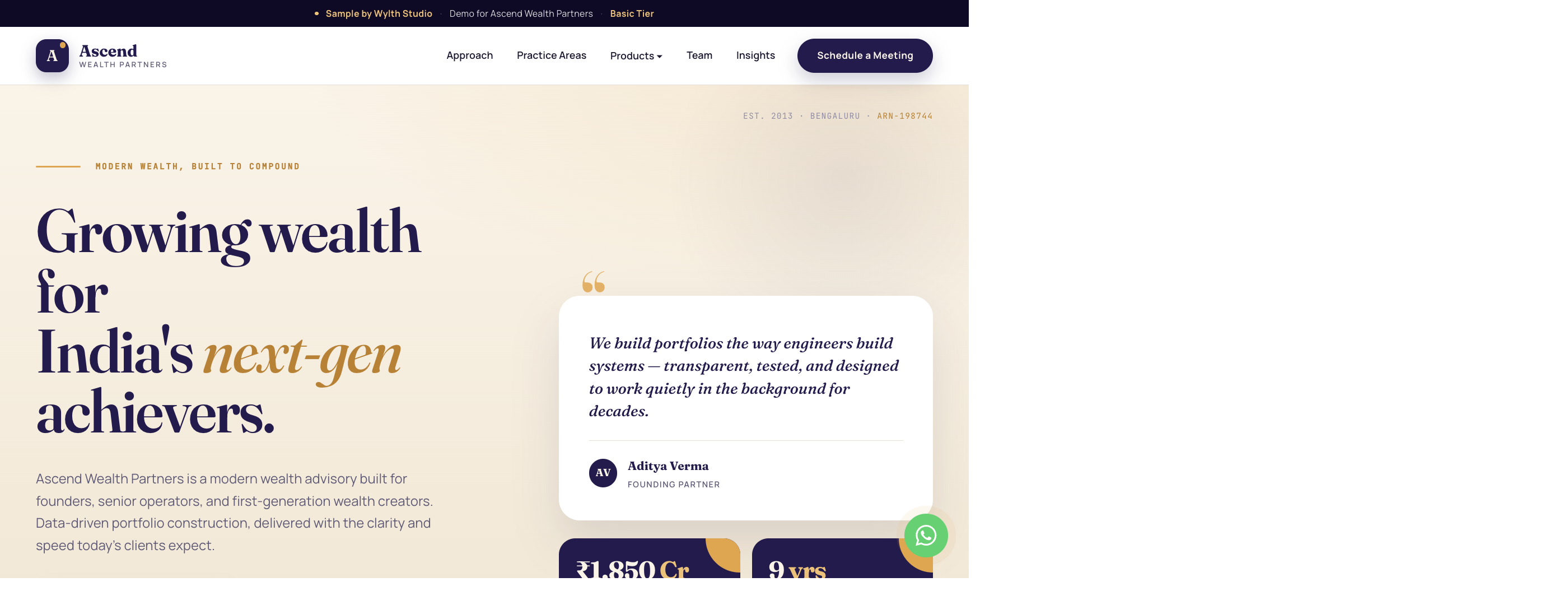 Ascend Wealth Partners — Indigo/Amber basic wealth website