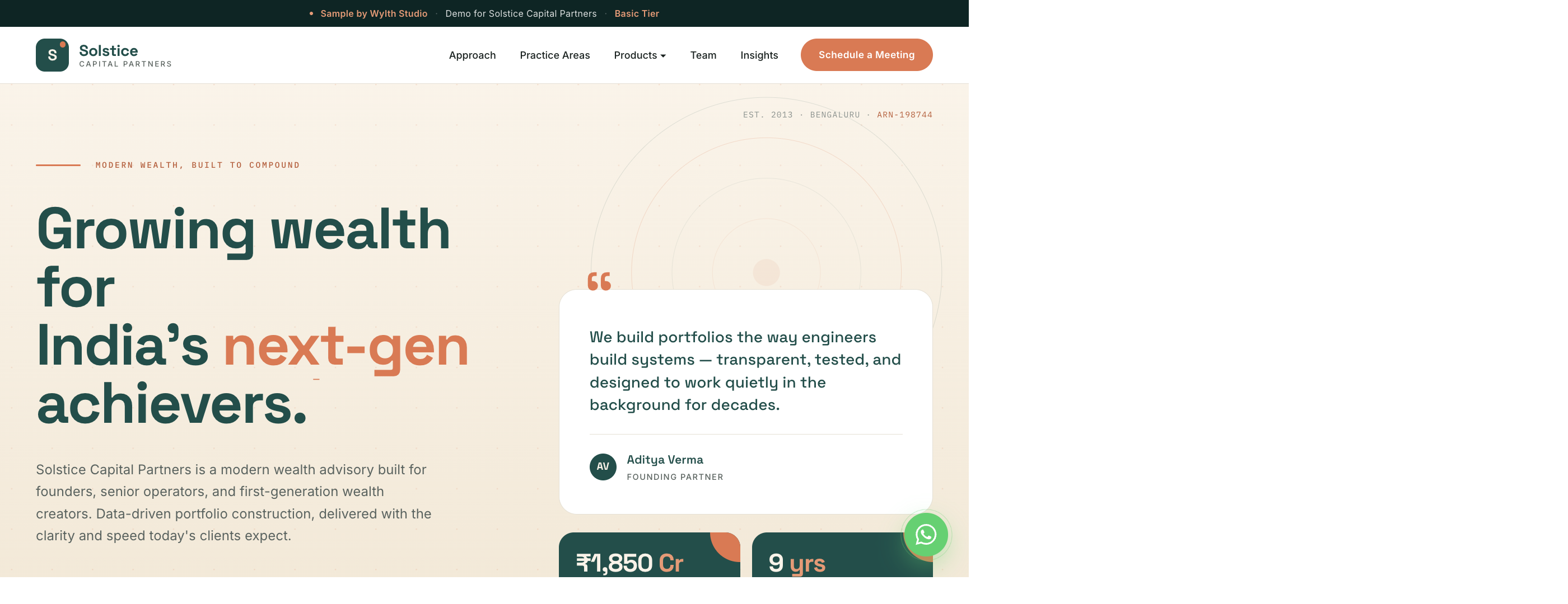 Solstice Capital Partners — Coral/Teal basic wealth website